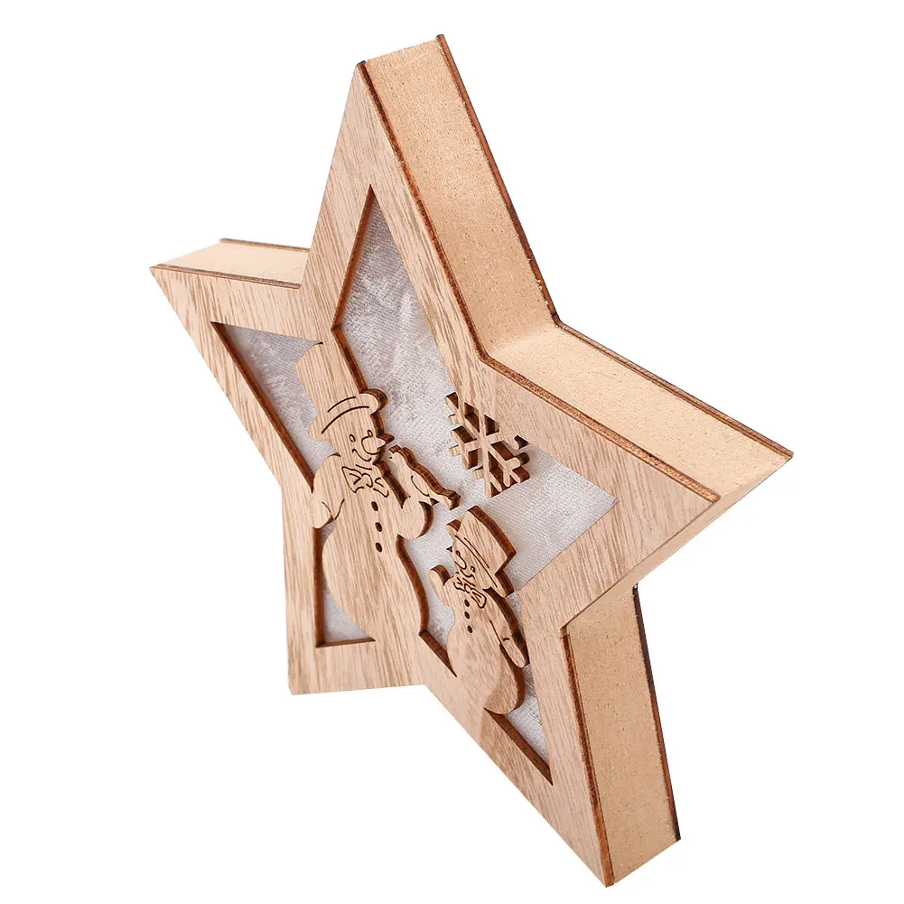 Рождественский деревянный пентаграмма Рождественская Деревянная звезда Рождественская светящаяся звезда 3D Свадебный Ресторан светодиодный креативный светящийся свет