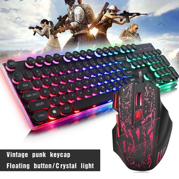 

New RGB LED Backlight USB Wired Gaming Keyboard & Mouse for Laptop USB Wired Ergonomic Gaming Keyboard Mouse Set Combos