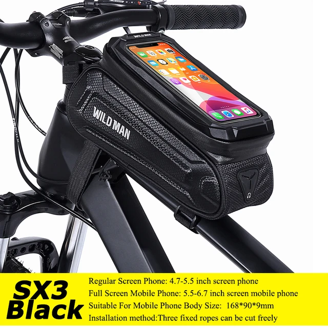 WILD MAN Rainproof Bicycle Bag Hard Shell Bike Front Bag Touch Screen Cycling Bag 6.7 Inch Phone Case Bag Bicycle Accessories SX3