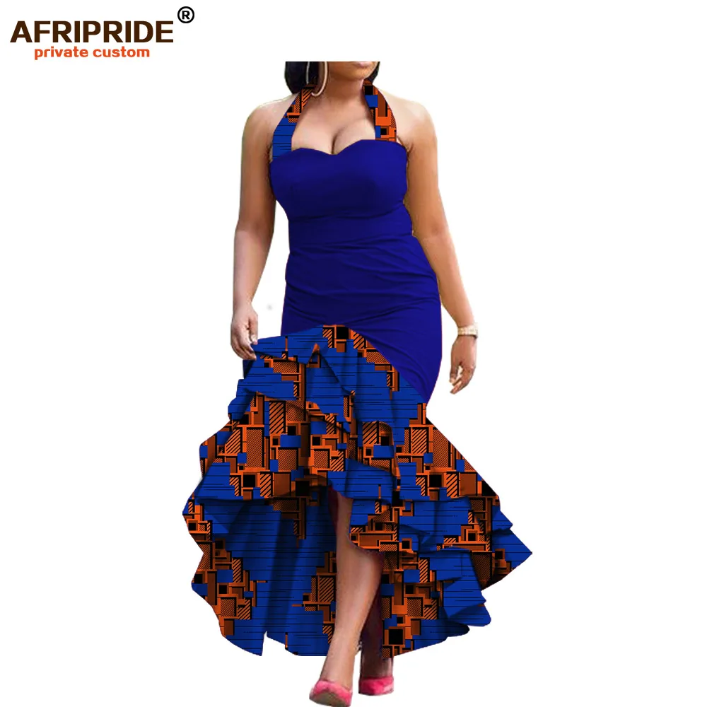 Новое весеннее платье для женщин, Африканский принт, AFRIPRIDE, без рукавов, длиной до щиколотки, 3 слоя, Холтер, женское платье A7225131 - Цвет: 518J