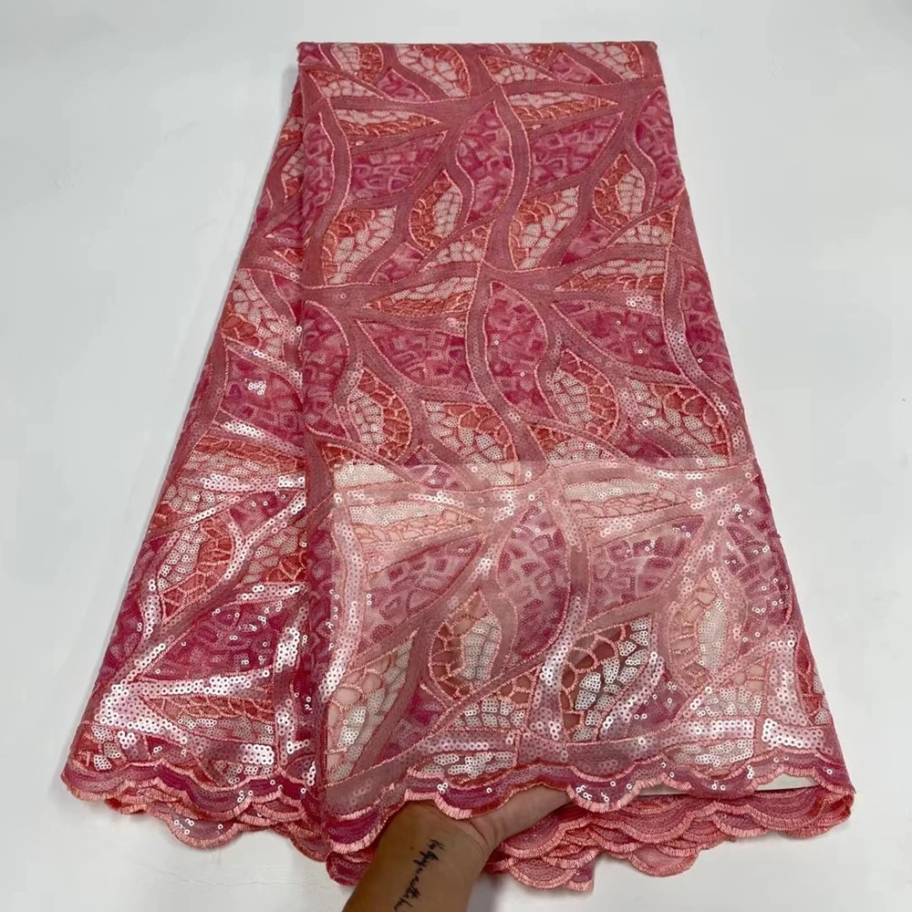 

2021 Sequins Lace Fabric African Embroidery Sequence Nigerian French Party Latest Tulle Hot Sale