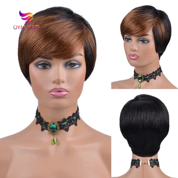 

Ombre Human Hair Wig Short Bob Wigs Remy Brazilian Hair Short Straight Pixie Cut Wig Human Hair Wigs For Black Women