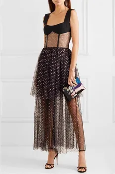 

Black Dress Strap Elegant Christmas Hoolday Dress Banquet Lace Celebrity Evening Party Sexy Long Dress