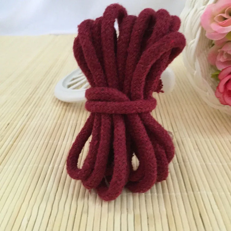 wine red Meetee 20 м 5 мм тканая хлопковая веревка 16 нитей сплошной шнур для брюк талия крепкая веревка для одежды Сумочка DIY ремесла ручной работы аксессуар - Цвет: wine red