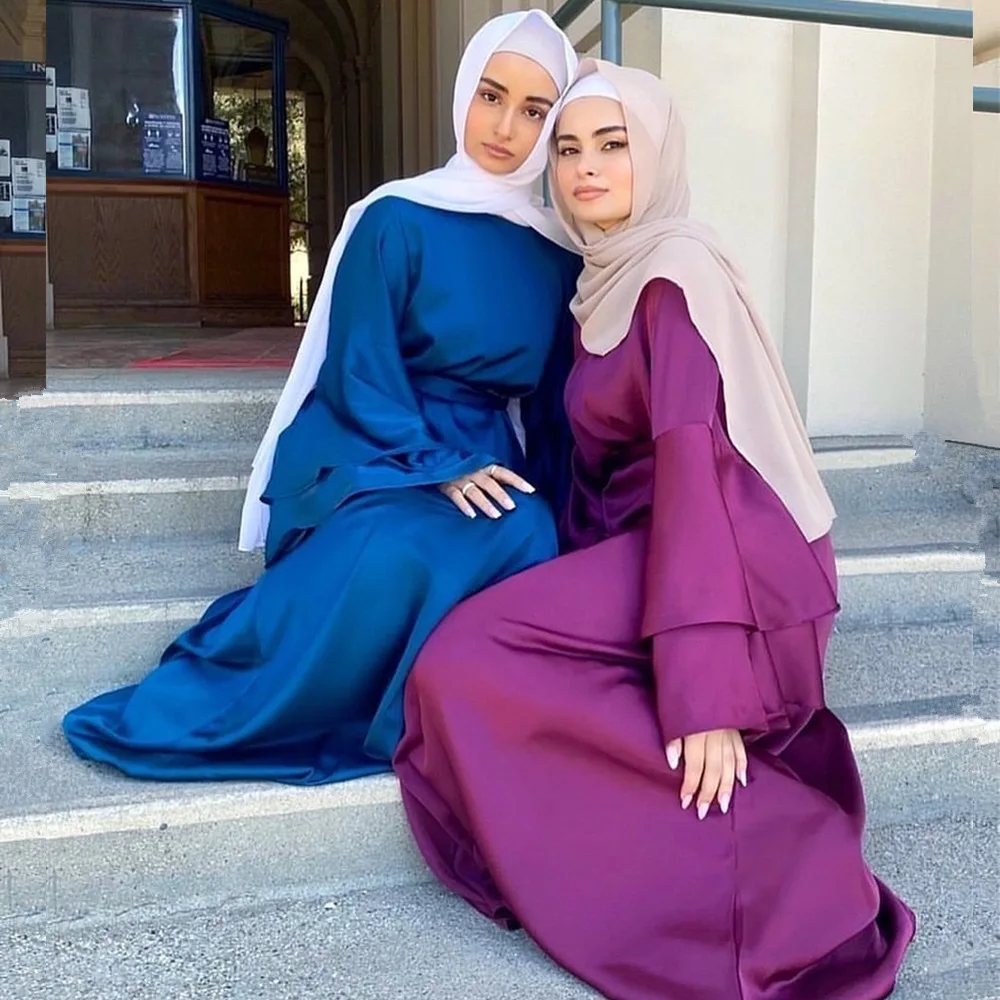 Рамадан ИД абайя атласная шелковая труба африканская Дашики Vestidos Ислам