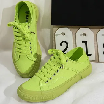 

Classic Green Sneakers Women Casual Canvas Shoes Female Summer Lace-Up Flat Trainers Zapatillas Mujer Vulcanize Shoes R1-96