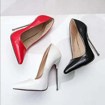 

New 2020 Sexy Lady High Heels Shoes Thin Ultra Heeled 13cm Metal Plating High-heeled Shoes Pointed Women's Single Shoes T-123-5