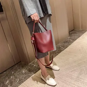 

Hot Sale Handbags Delicate Texture 2pcs/set Fashion Women Leather Shoulder Messenger Handbag Casual Pure Color Tote
