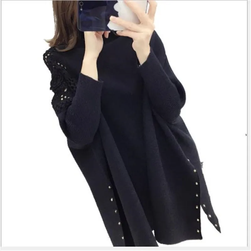 

Hollow Out Women Sweater Pullovers Winter 2019 Knitted Tops Jumper Cloak Lady Batwing Sleeve Pull Femme Oversize Knitwear M252