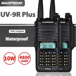 Baofeng – talkie walkie 10W UV 9R plus, Radio amateur bidirectionnelle, Portable, double bande, étanche, pour la chasse, 2 pièces 