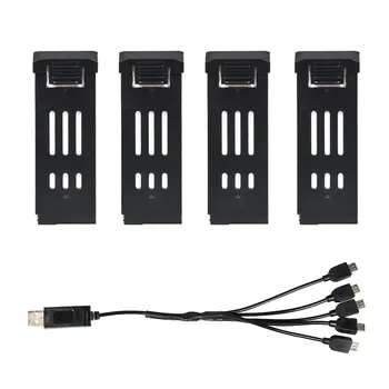 

4Pcs 3.7V 1200mAh Lipo Battery with Charger Units Cable For E58 JY019 RC Drone Spare Parts Replace Rechargeable Batteries HOT