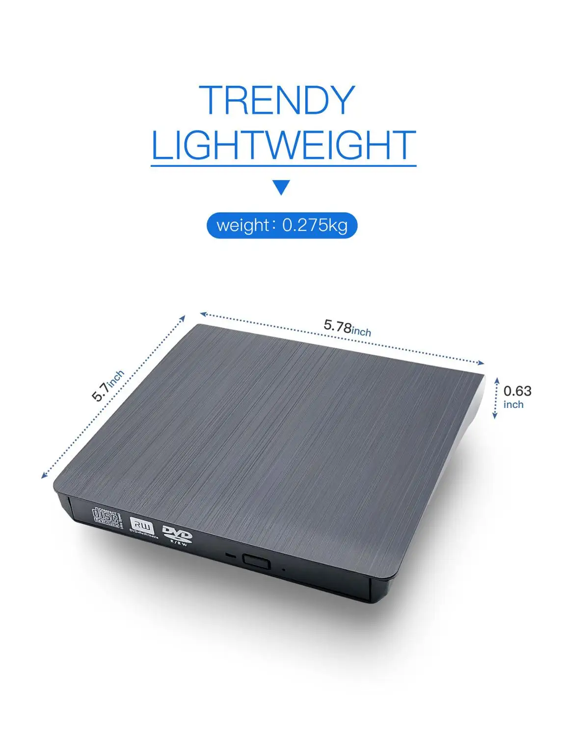 USB 3 0 DVD диска DVD-ROM CD-RW DVD-RW горелки Портативный считыватель тонкий для Windows7/8/10 |