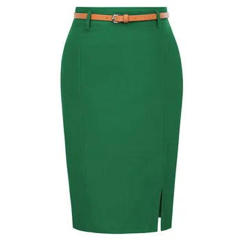 

Hot Women Solid Color Stretch Back Zipper Hips-wrapped Bodycon Pencil Midi Skirt