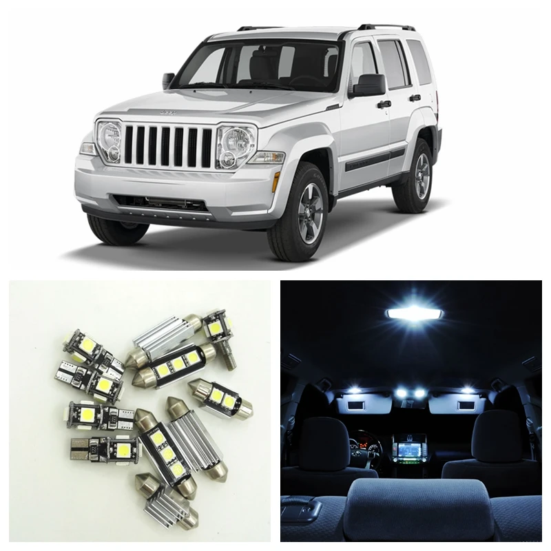 Bombillas LED Canbus blancas para coche, paquete Interior para Jeep