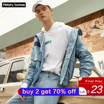 

Metersbonwe 2020 New Men's Casual Jackets Male Fashion Sport Jacket Stand collar Stitching hit color Baseball Jacket Street Tops