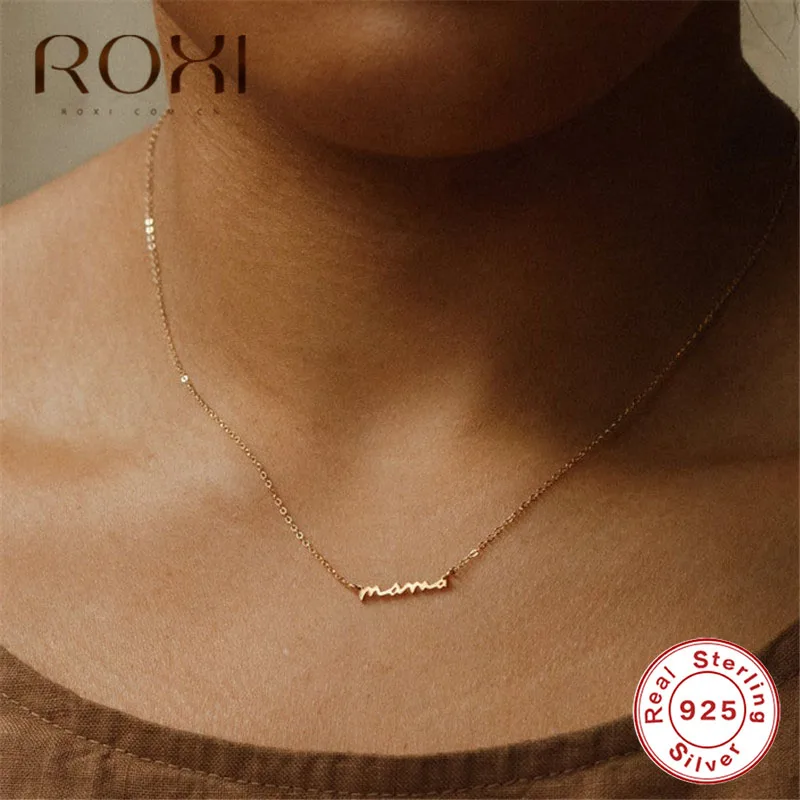 Рокси мама ожерелье с буквами имя Инициалы ожерелье прекрасный подарок для мамы Серебро 925 пробы ожерелье s& Подвески