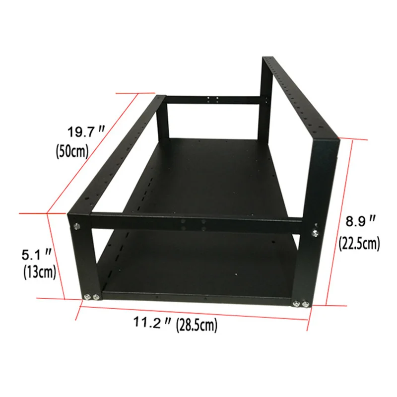 Stock available Steel Open Air Miner Mining Frame Rig Case Up to 6 GPU for Crypto Coin Currency Mining New 50x28.5x22.5cm