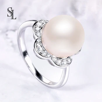 

SL 925 Sterling Silver jewelry Rings For Women new Pearl Ring Jewelry Sunflower Ring Freshwater Pearl Wedding Rings