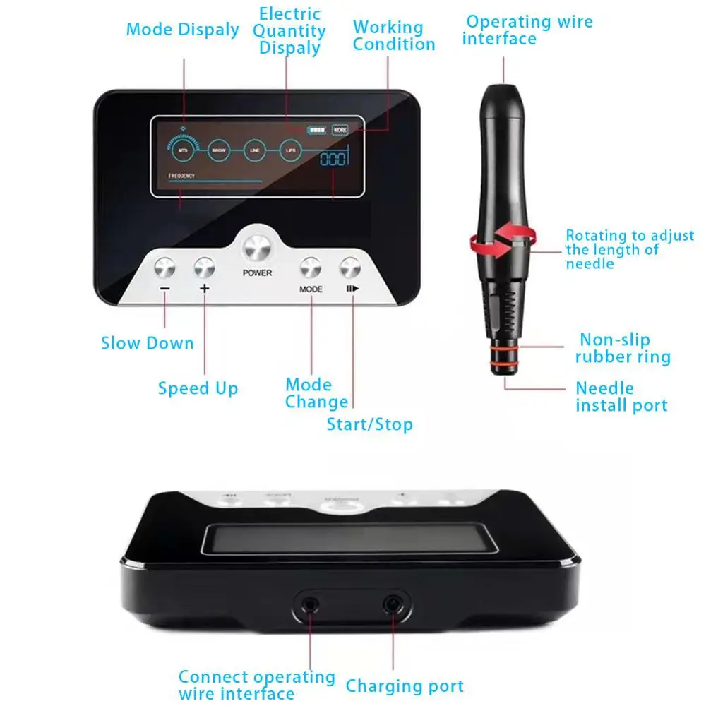 Электрическая высокочастотная вибрационная машинка для татуировки, ручка, полуперманентный Макияж Бровей, подводка для глаз, губ, машина с вилкой США, 100-240 В, поставка