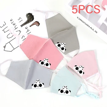 

5PCS Cartoon Panda Anti-allergy Mask for Your Children Dust Proof Wide Respirator Reusable Face Mask Anti-coronary