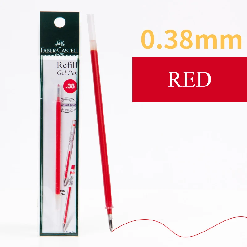 Faber Castell 100-084-301 0,38 мм/0,5 мм гелевая ручка повторная заливка черный, красный синий пополнения чернил стержни для ручек письма канцелярские принадлежности - Цвет: Red-0.38mm