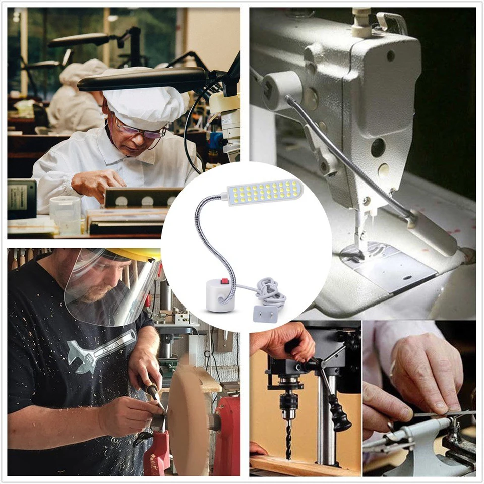 Sewing Machine Lighting Lamp Dimmable Sewing Machine LED Lights Flexible Work Lamp Industrial Magnetic 20/30LEDs For Drill Press Lathe