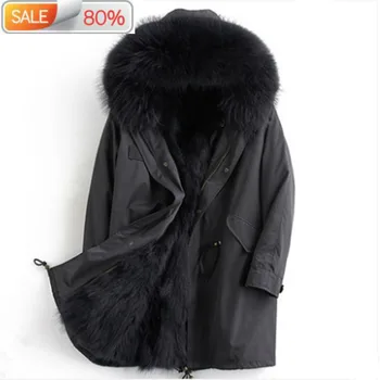 

Parka Men Real Raccoon Fur Liner Long Coat Winter Jacket Plus Size Parkas Chaqueta Hombre JHLPKF-01 ND1153