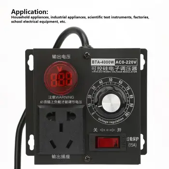 

Voltage Regulator 4000W Motor Fan Speed Controller SCR Electronic Voltage Regulator Temperature Governor AC220V
