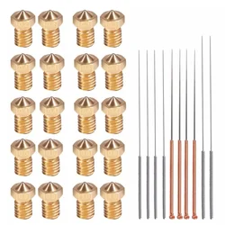 Buses d'imprimante 3D M6, Kit de 10 aiguilles de nettoyage, buse d'impression en laiton V6 V5 pour Makerbot E3D, 20 pièces 