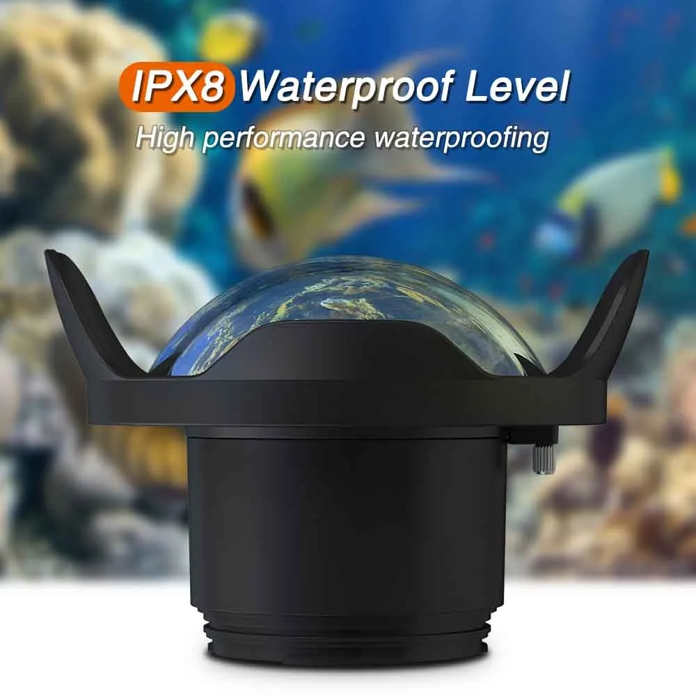 Camera Diving Fisheye Wide Angle Lens Dome Port Waterproof Flash Strobe for Sony Canon Nikon Camera Underwater Housing Case
