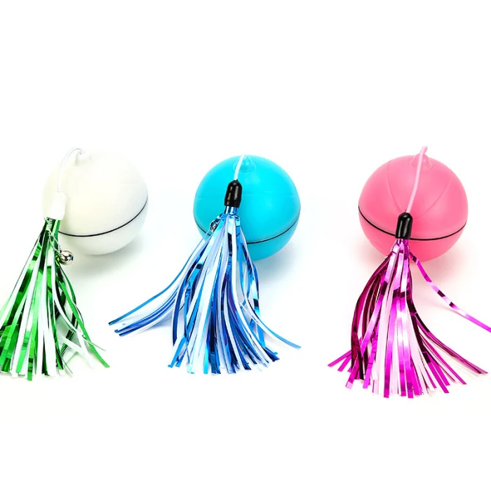 Cat Toys Ball 360 Degree Automatic Rotation USB Rechargeable Pet Toy Detachable Feathers SLC88
