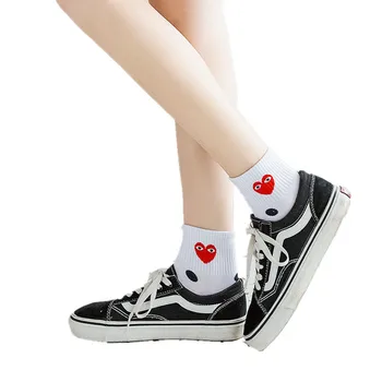 

Summer Season Thin Section Motion Black Short Tube Socks Female Cotton Low White Stripe Point Solid Color Love
