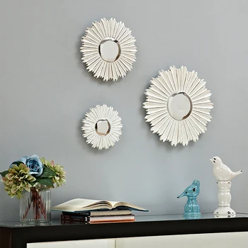 

European Resin Decorative Mirror Wall Hanging Crafts Decoeration Hotel Livingroom Corridor Wall Sticker Mural Ornaments Pendant