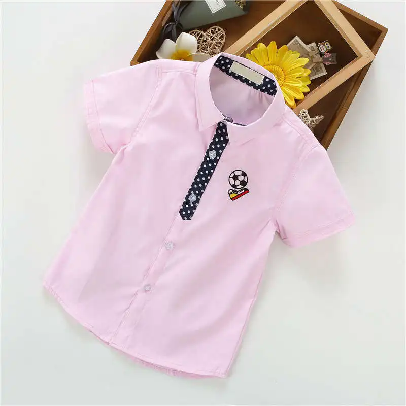 Новая летняя рубашка с короткими рукавами белая рубашка для мальчиков с героями мультфильмов одежда для студентов Модная хлопковая Детская рубашка из ткани "Оксфорд" - Цвет: Серебристый