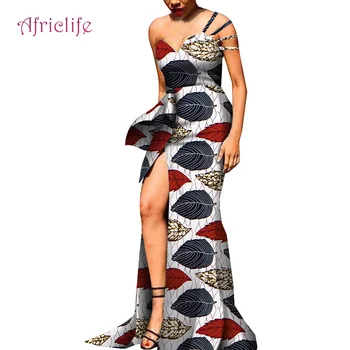 

Floor-Length Sexy Lady African Clothing Plus Size Custom Ceremonial Dresses Side Fork Fashion Female Dress for Women WY6779