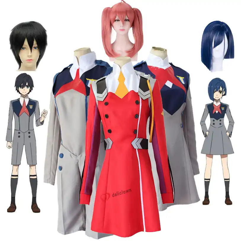 Darling In The Franxx Cosplay Hiro Ichigo Miku Kokoro Zero Two Cosplay School Uniform Costume Wig Anime Halloween Outfit Suit Anime Costumes Aliexpress - roblox zero two outfit