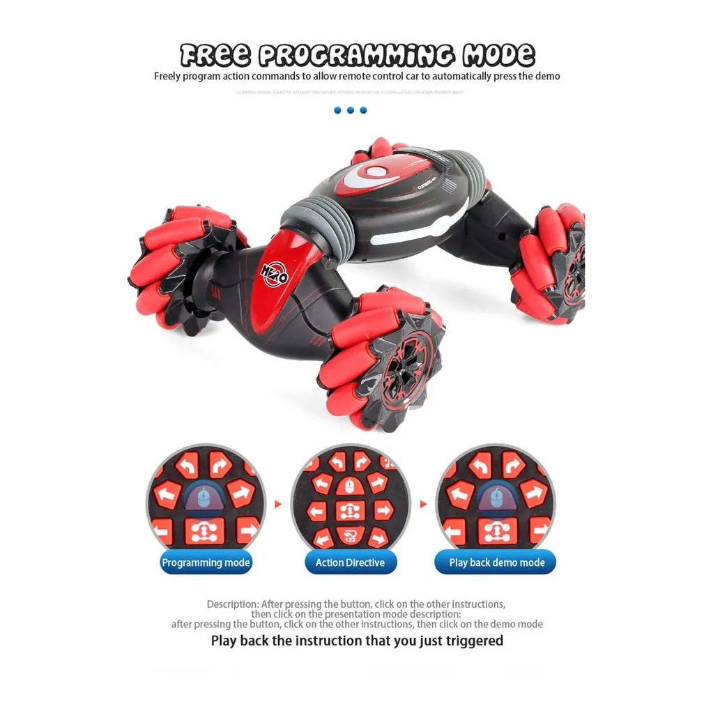 Tanie UK1024 zdalne sterowanie wspinaczką samochód kaskaderski wykrywanie gestów skręcanie Off Road światła pojazdu muzyka Drift taniec boczny jazdy RC samochód