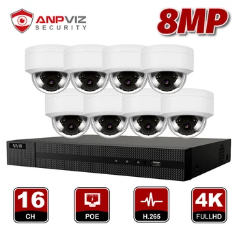 

Anpviz 16CH NVR 8MP Dome POE IP Cameras NVR Kit Outdoor Security System with Audio Weatherproof H.265 4K Output P2P ONVIF