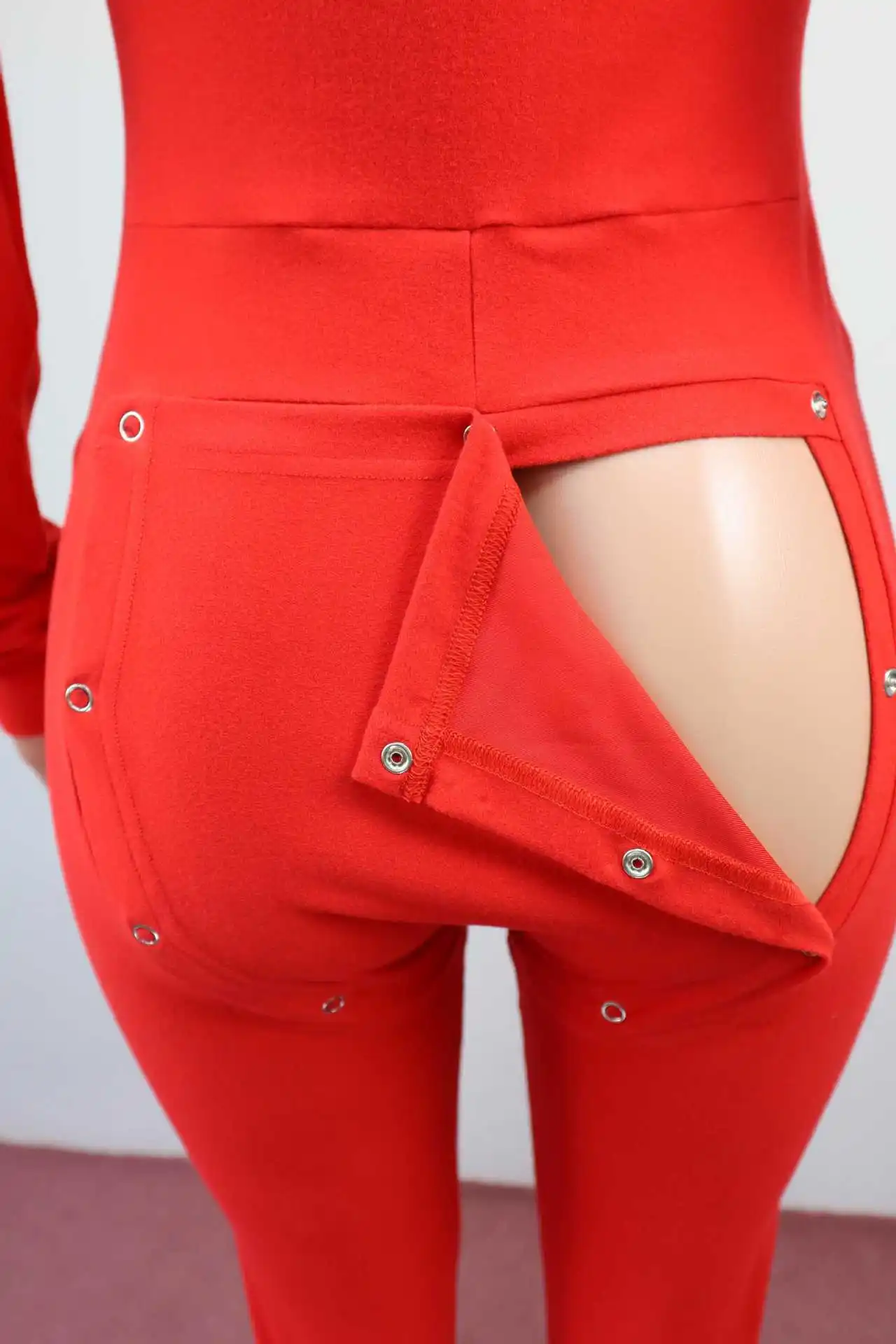 Women's Sex Pants Crotch Butt Button Flap Autumn And Winter Pajamas
