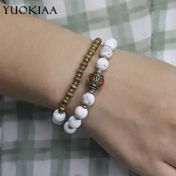 

YUOKIAA Nature Stone Bracelet Men 27 Mala Beaded Bracelets Buddhism Yoga Prayer 8mm Beaded Bracelet