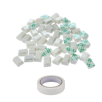 

51Pcs Tools: 50Pcs Self-Adhesive Wire Bundle Holder Tie Mount Clip & 1 Pcs Adhesive Tape Waterproof Adhesive Cloth Tape
