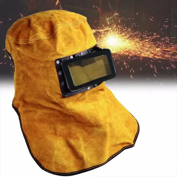 

Welding Helmet Welder Mask Protect Solar Auto Darkening Cowhide 60mAH Lithium Battery Grinding Head-Mounted 1/15000S