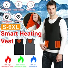 

S-6XL Smart Electric Heating Vest Men and Women with The Same Electric Heating Vest Winter Inner Fleece Soft 3 Levels Adjustment