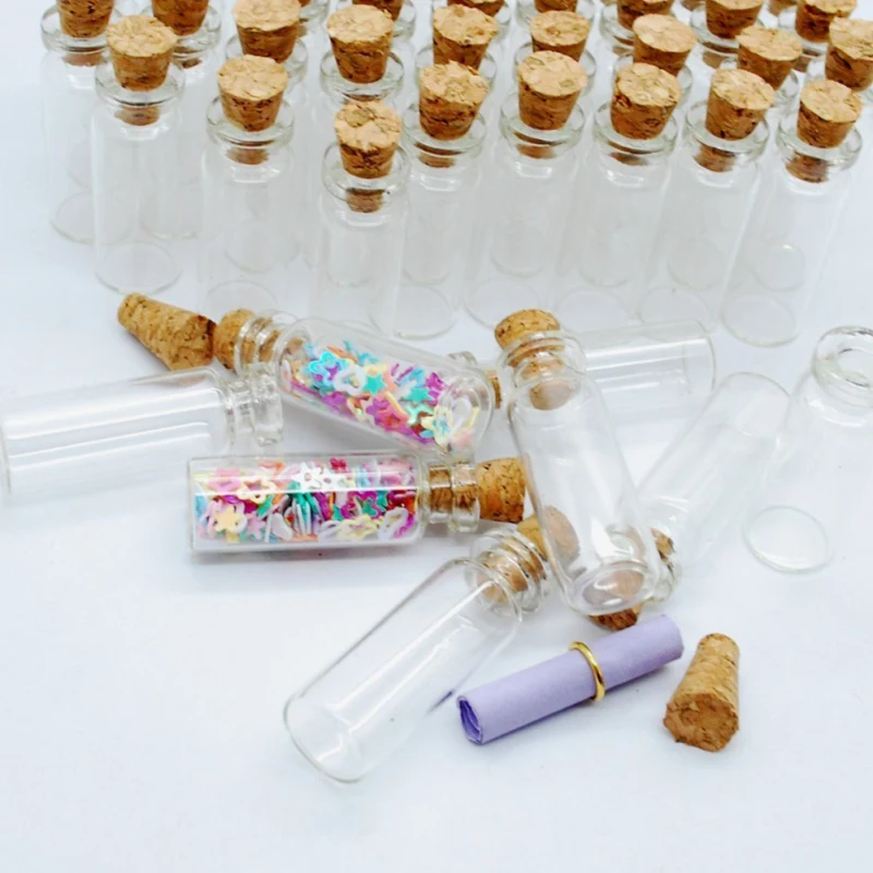 

10pcs 1ml(bottle+cork) Cheap Clear Glass Cork Bottle Stopper Candy Decoration Diy Containers Mason Jars Wishing Bottle