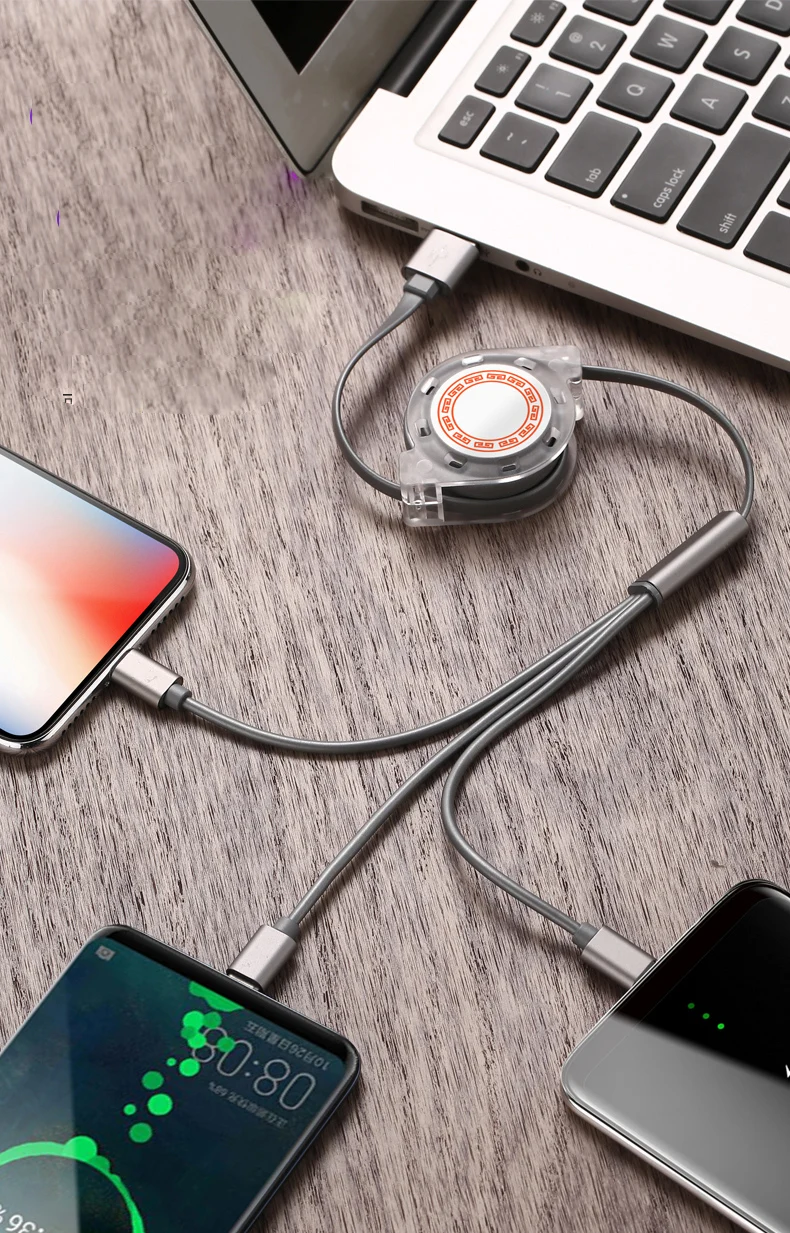 3A USB Быстрый зарядный кабель 3-в-1 для redmi Note7/huawei P30/Honor 20 Тип c для iPhone 8 6 7Plus для samsung s10/9 note9 micro
