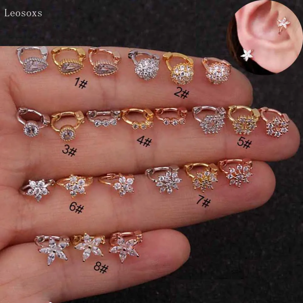 

Leosoxs 2pcs Explosive Creative Diamond-studded Mini Flower Stud Earrings Body Piercing Jewelry