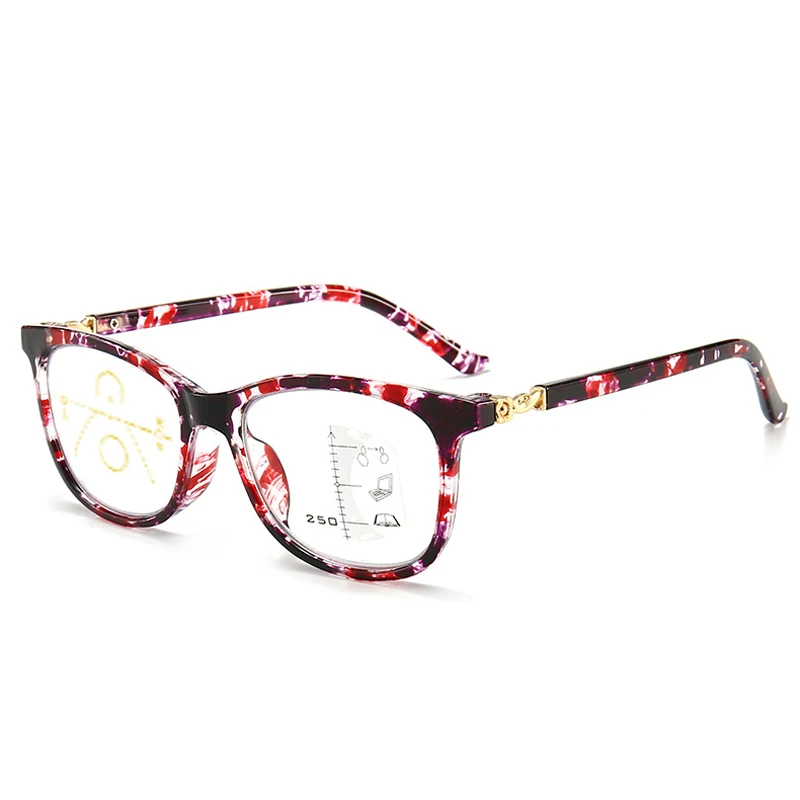 Iboode, Мультифокальные очки для чтения, прогрессивный анти-синий светильник, дальнозоркость, дальнозоркость, очки для мужчин и женщин, очки+ 1,0 до+ 3,5, новинка - Цвет оправы: Красный
