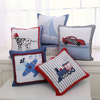 

Creative Children's Cartoon Cushion Embroidery 100% Cotton Quilted Hold Pillow Car Sofa Cushion Kids Gift