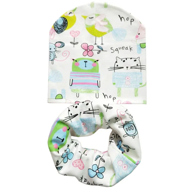 2022 New Spring Autumn Cotton Baby Hat Warm Beanies for Boys Girls Outdoor Kids Head Cover Neck Collar Children Hat Scarf Set