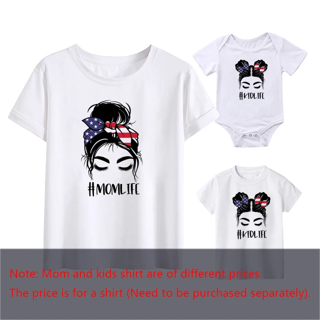 Mother Kids Fashion Baby Girl Clothes Mom Life Mother And Daughter Matching Outfits Summer Mother And Kids T Shirt Short Sleeve US Life2 White